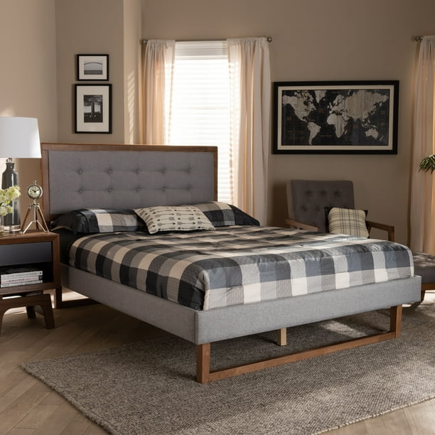 Baxton Studio Livinia Modern Transitional Light Grey Fabric Upholstered and Ash Walnut Brown Finished Wood Full Size Platform Bed Baxton Studio Livinia Modern Transitional Light Grey Fabric Upholstered and Ash Walnut Brown Finished Wood Full Size Platform Bed