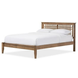 Baxton Studio Edeline Mid-Century Modern Solid Walnut Wood Curvaceous Slatted Queen Size Platform Bed Baxton Studio Edeline Mid-Century Modern Solid Walnut Wood Curvaceous Slatted Queen Size Platform Bed