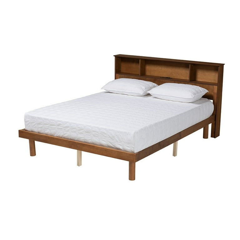 Baxton Studio Lochlan Mid-Century Modern Transitional Walnut Brown Finished Wood Queen Size Platform Bed with Charging Station Baxton Studio Lochlan Mid-Century Modern Transitional Walnut Brown Finished Wood Queen Size Platform Bed with Charging Station