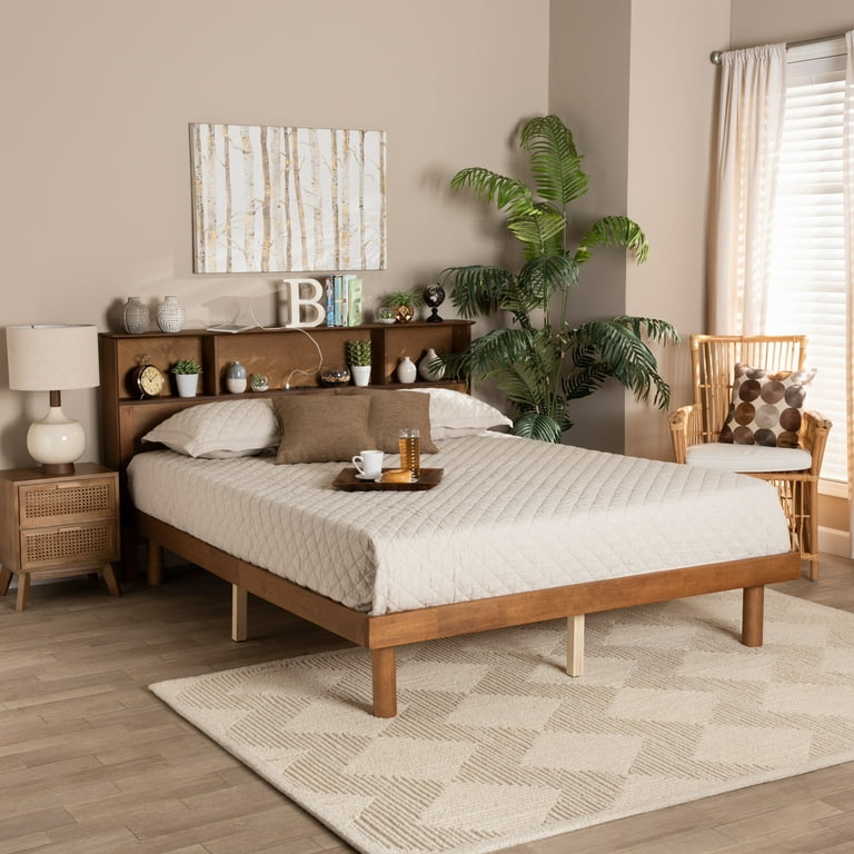 Baxton Studio Lucine Mid-Century Modern Ash Walnut Finished Wood Queen Size Platform Bed Baxton Studio Lucine Mid-Century Modern Ash Walnut Finished Wood Queen Size Platform Bed