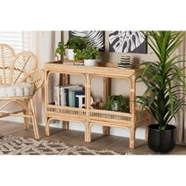 Baxton Studio Lombok Modern Bohemian Natural Brown Rattan Console Table