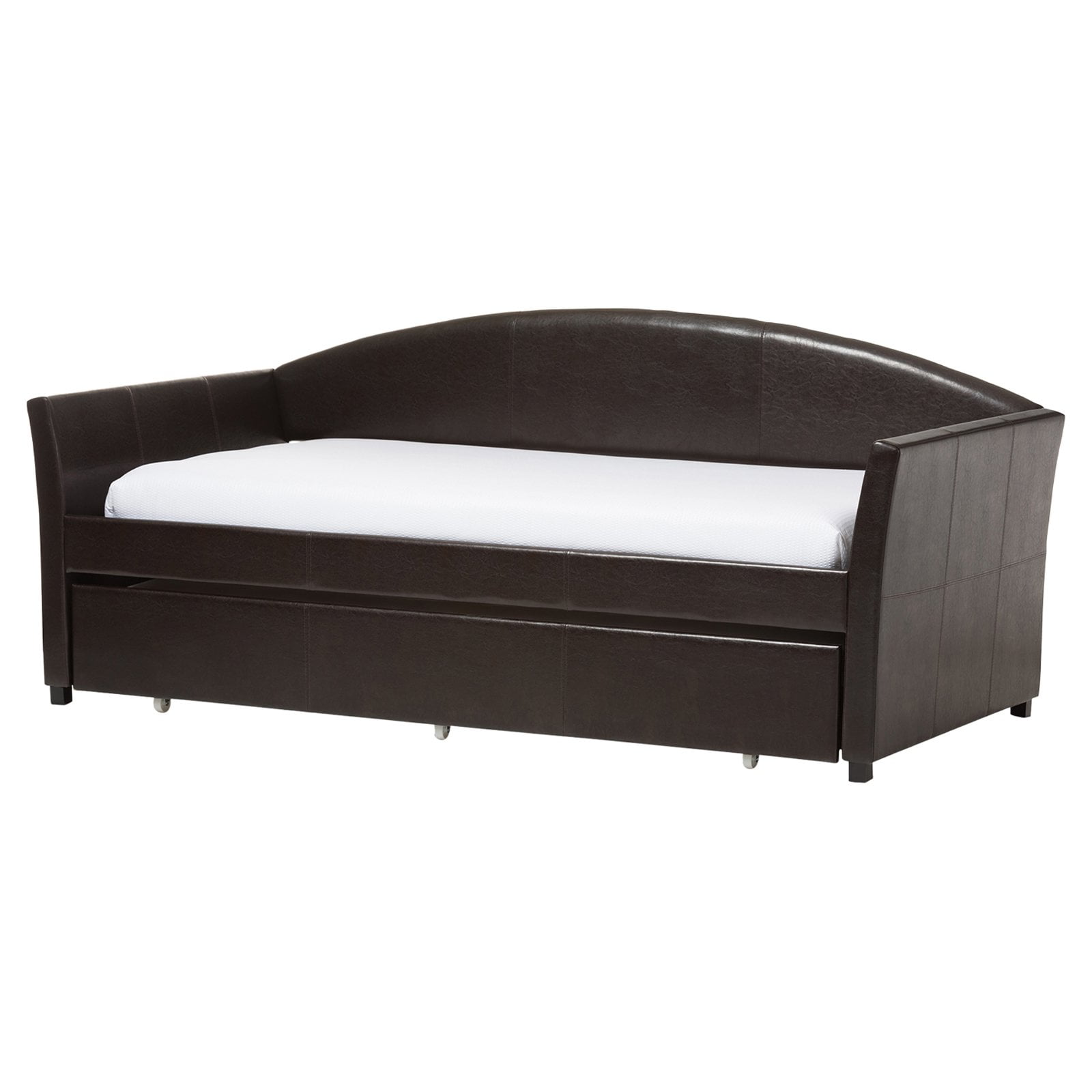 Elegant Twin-Size Faux Leather Upholstered Daybed with Trundle
