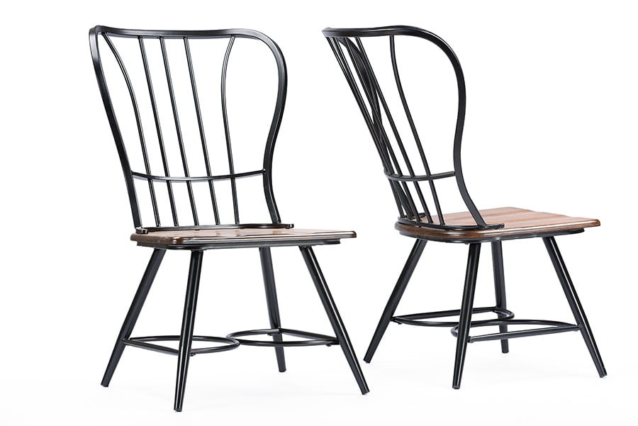 Longford Black Metal and Wood Dining Chair Set