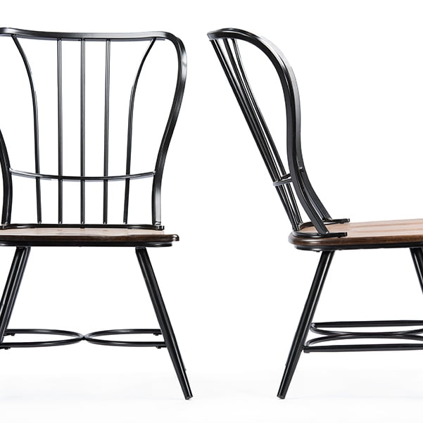 Baxton Studio Longford "DarkWalnut" Wood and Black Metal Dining Chair