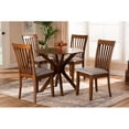 thumbnail image 1 of Baxton Studio Lore Modern and Contemporary Grey Fabric Upholstered and Walnut Brown Finished Wood 5-Piece Dining Set, 1 of 7