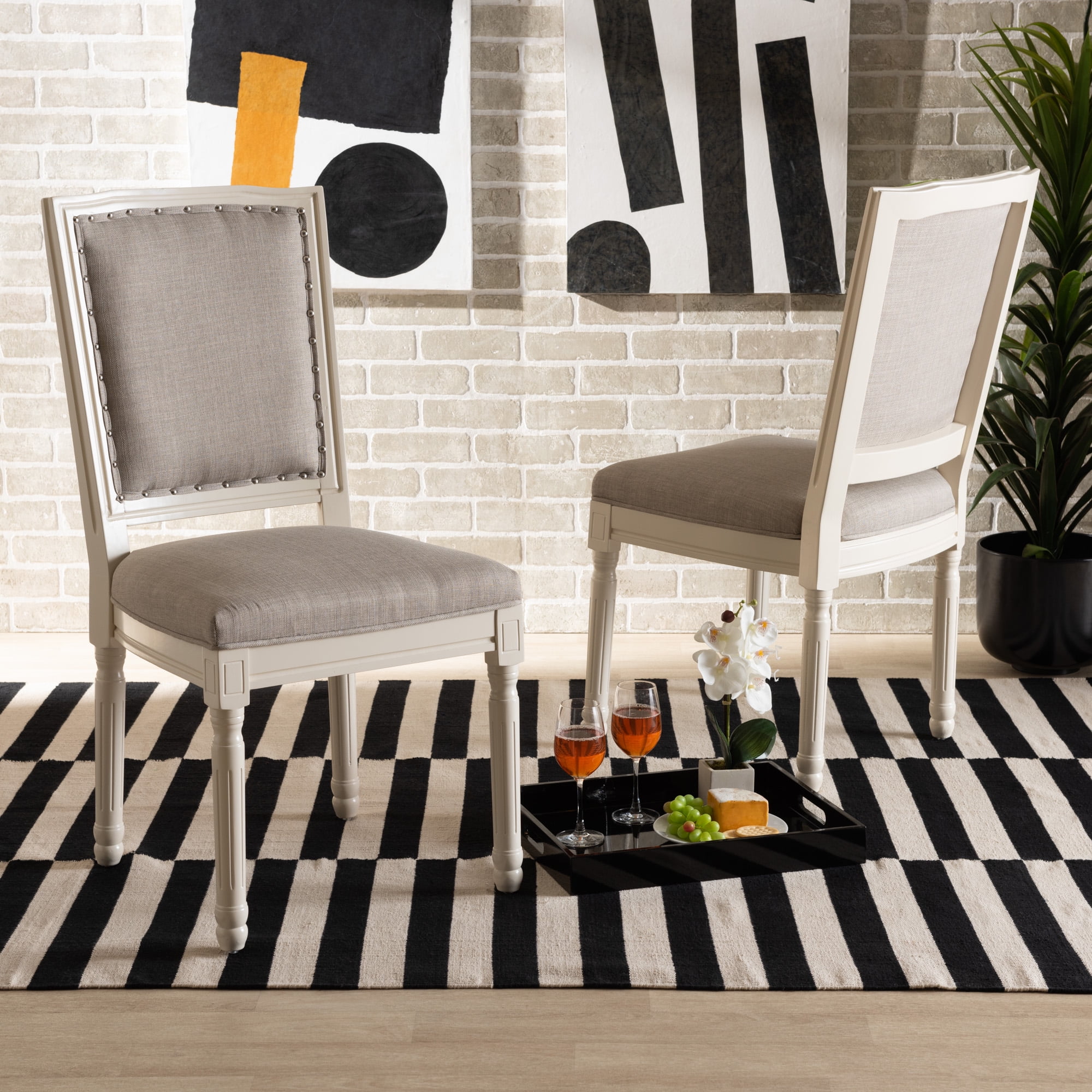 Baxton Studio Louane Dining Chair, Set of 2, Grey