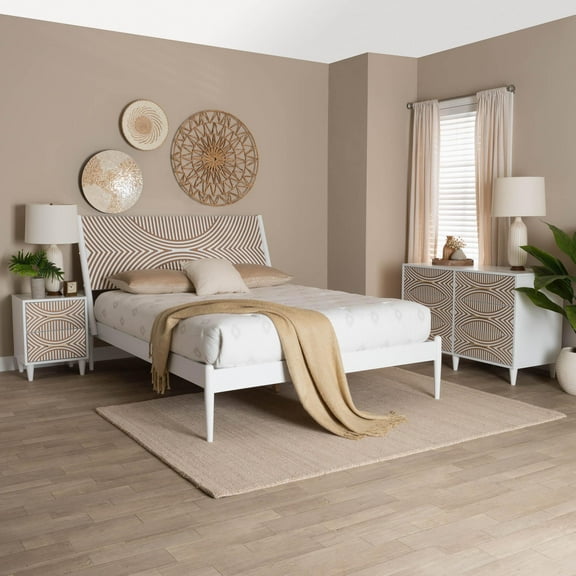 Baxton Studio Louetta Coastal Bedroom Set, King, White