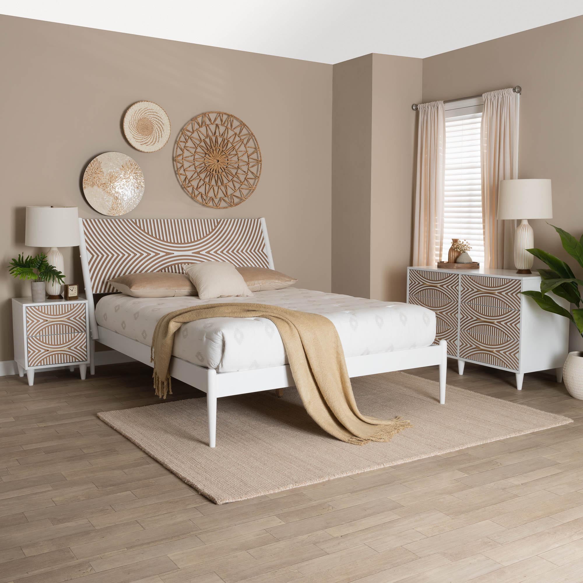 Baxton Studio Louetta Coastal Bedroom Set, Queen, White