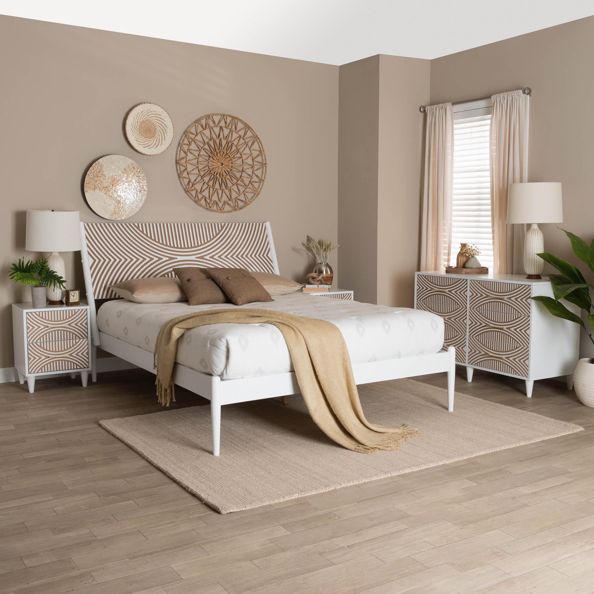 Baxton Studio Louetta Coastal Bedroom Set, Queen, White