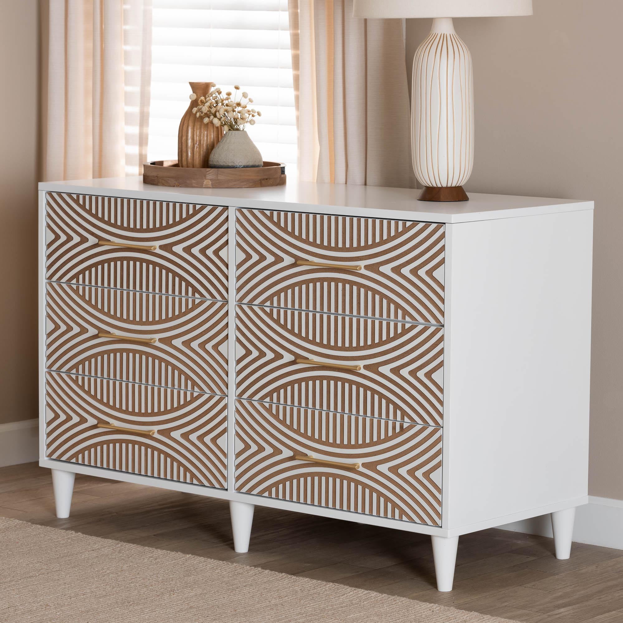 Baxton Studio Louetta Coastal Dresser, 6-Drawer, White