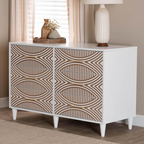 Baxton Studio Louetta Coastal Dresser, 6-Drawer, White