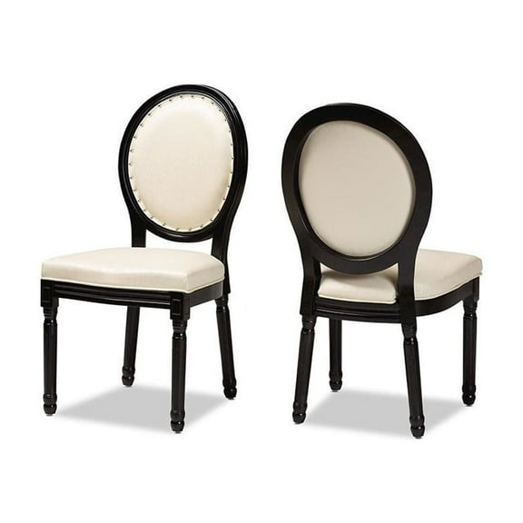 Baxton Studio Louis Beige and Black Finished Wood 2-Piece Dining Chair Set