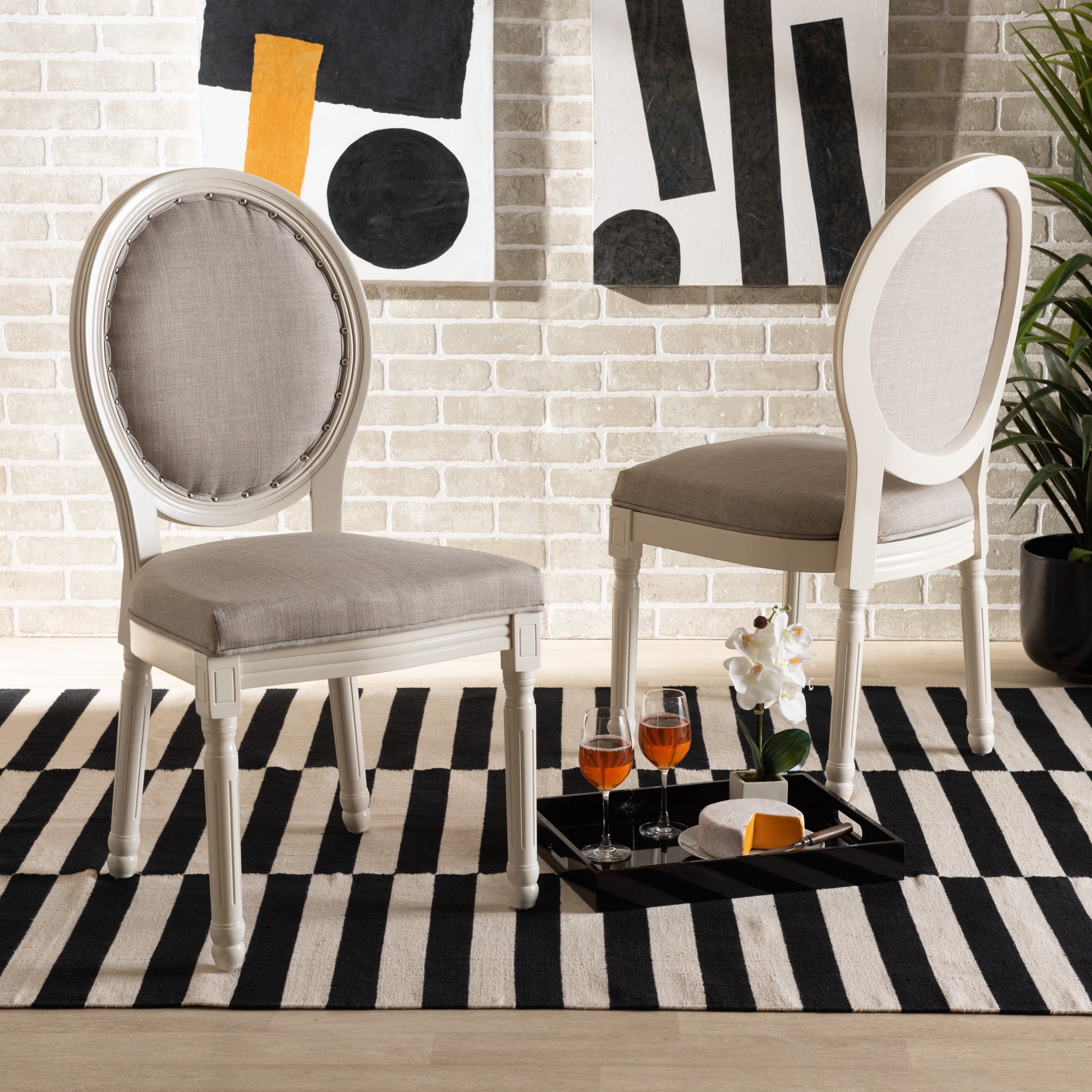Baxton Studio Louis Dining Chair, Set of 2, Grey
