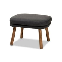Baxton Studio Lovise Ottoman in Dark Grey and Walnut Brown
