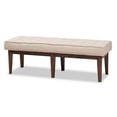 thumbnail image 1 of baxton studio lucca mid-century modern walnut wood light beige fabric button-tufted bench, 1 of 4