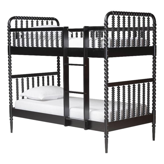 Baxton Studio Lucera Bobbin Bunk Bed with Ladder Black