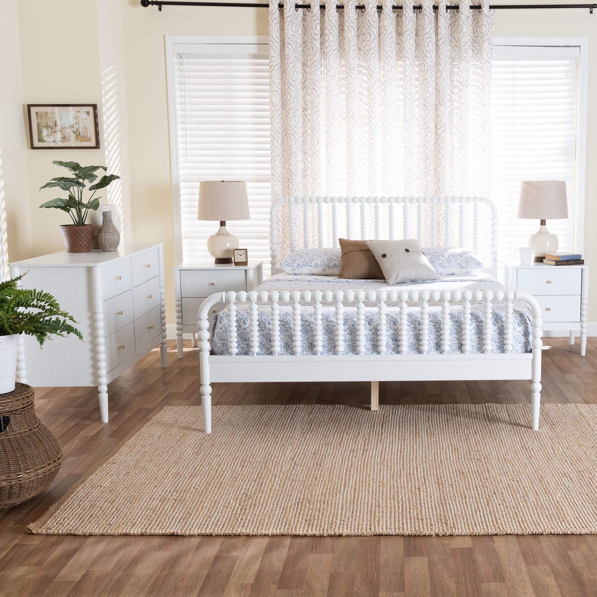 Baxton Studio Lucera Mid-Century Bedroom Set, Queen, White