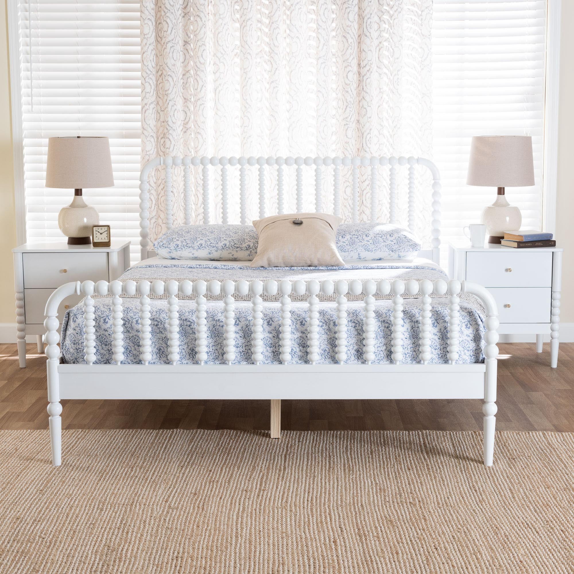 Baxton Studio Lucera Mid-Century Bedroom Set, Queen, White