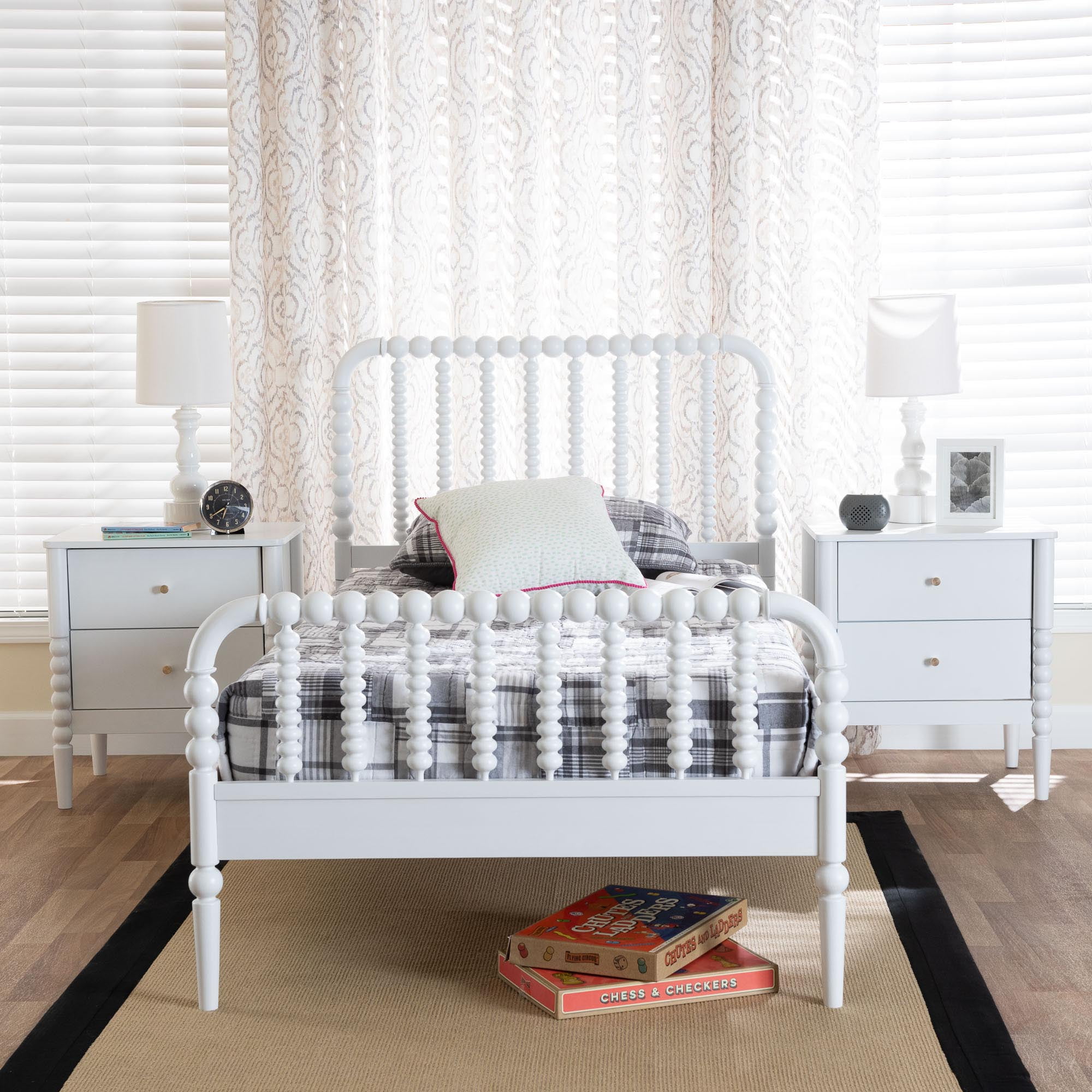 Baxton Studio Lucera Mid-Century Bedroom Set, Twin, White