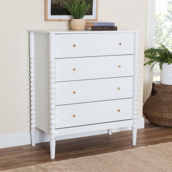 Baxton Studio Lucera Mid-Century Chest, 4-Drawer, White