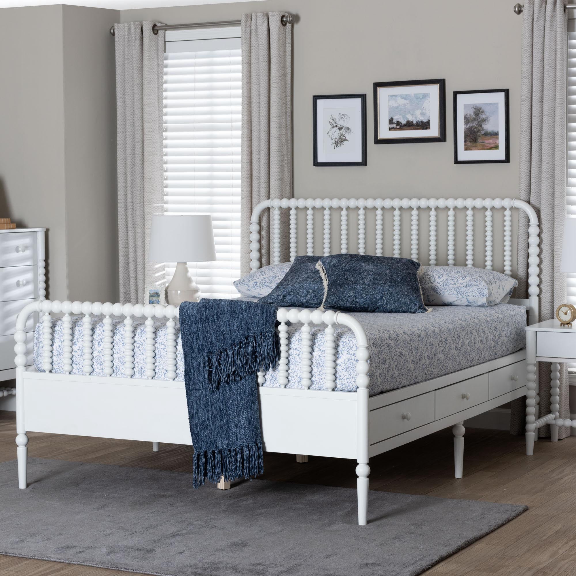 Baxton Studio Lucera Mid-Century Modern Platform Bed, Queen, White
