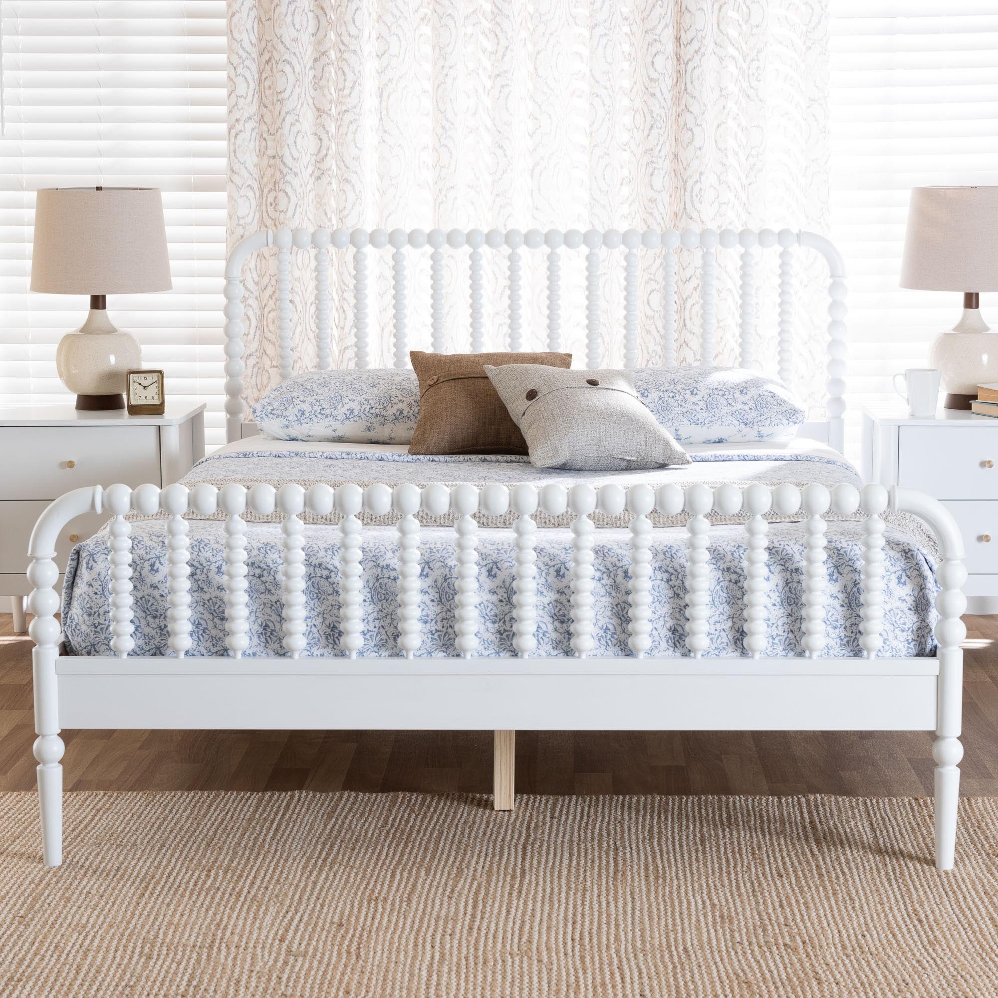 Baxton Studio Lucera Mid-Century Platform Bed, Queen, White