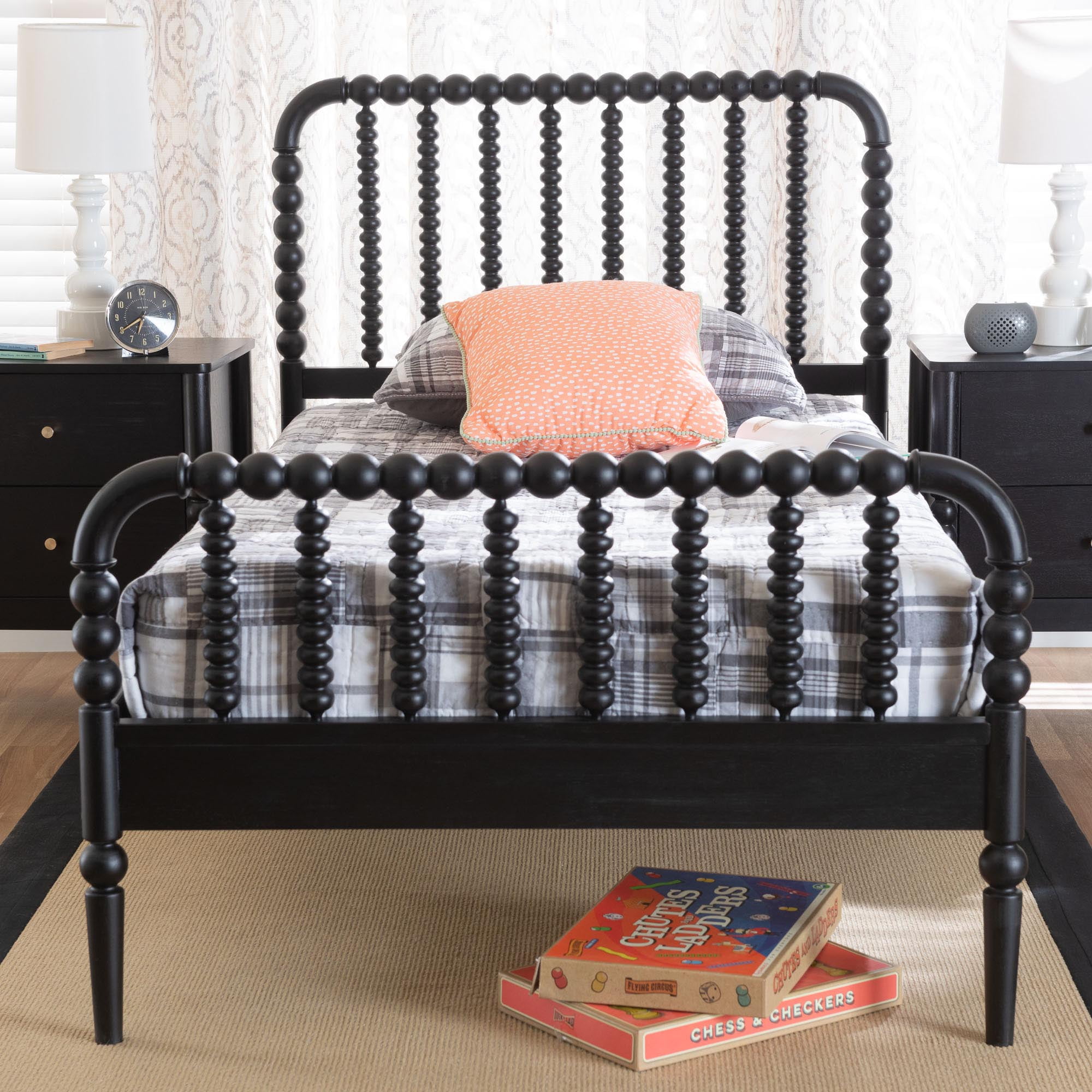 Baxton Studio Lucera Mid-Century Platform Bed, Twin, Black