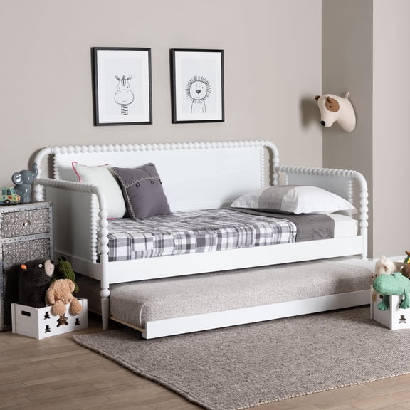 Baxton Studio Lucera Traditional Daybed with Trundle, Twin, White
