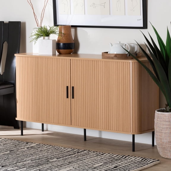 Baxton Studio Lucia Mid-Century Sideboard, 55", Light Oak