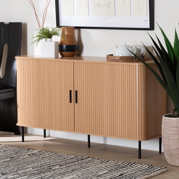 Baxton Studio Lucia Mid-Century Sideboard, 55", Light Oak