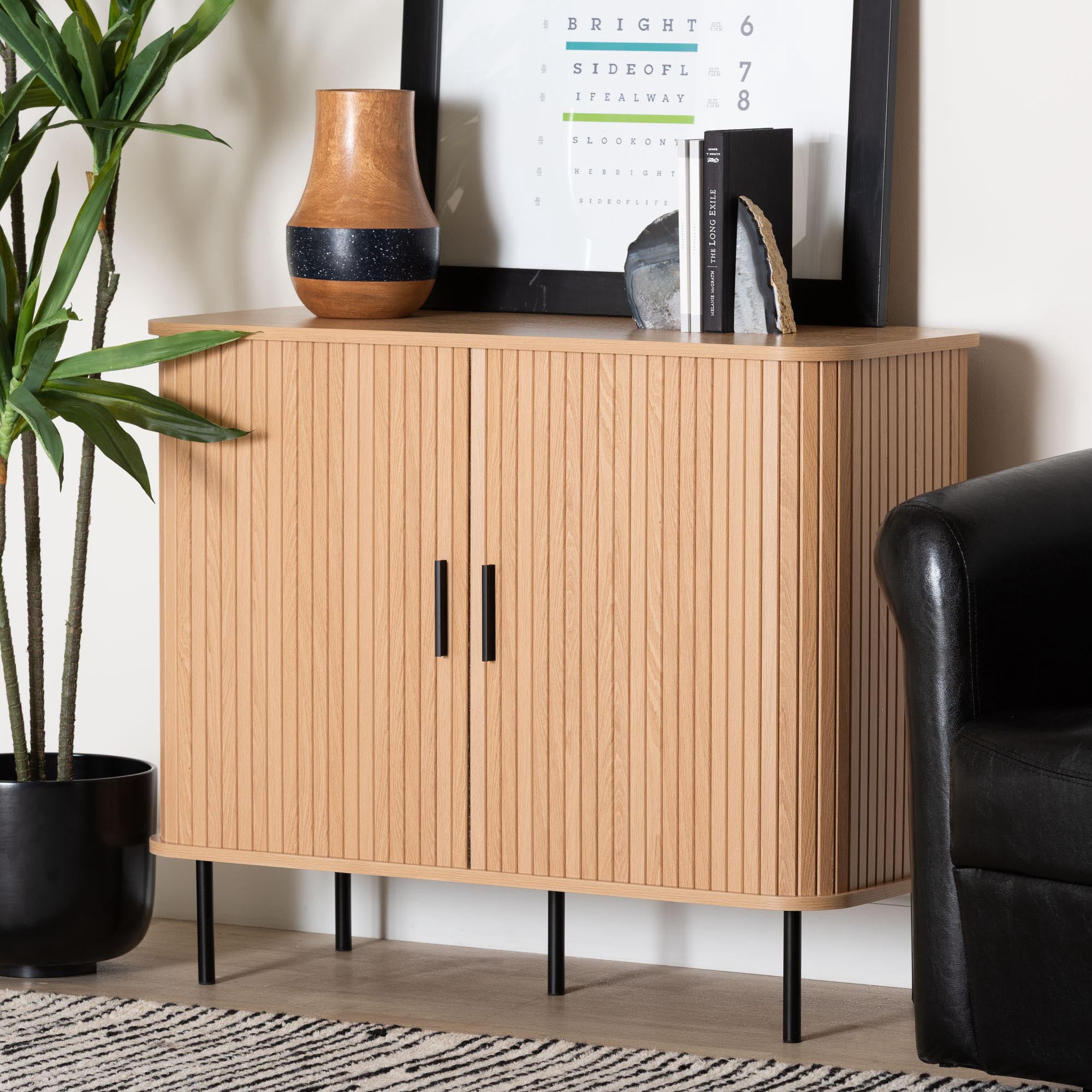 Baxton Studio Lucia Mid-Century Storage Cabinet, 35", Light Oak ...