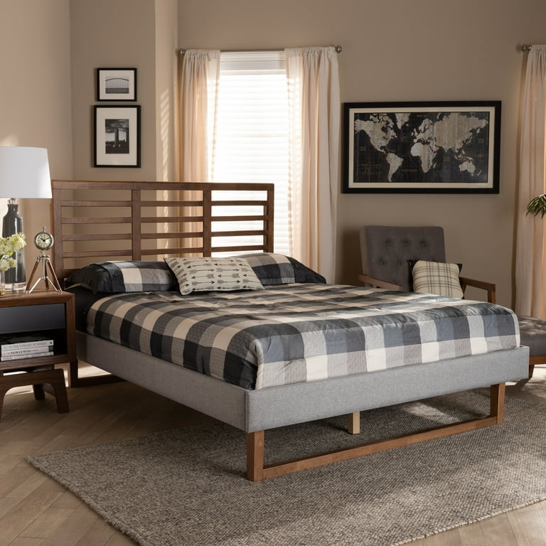 Baxton Studio Luciana Modern and Contemporary Light Grey Fabric Upholstered and Ash Walnut Brown Finished Wood Full Size Platform Bed Baxton Studio Luciana Modern and Contemporary Light Grey Fabric Upholstered and Ash Walnut Brown Finished Wood Full Size Platform Bed