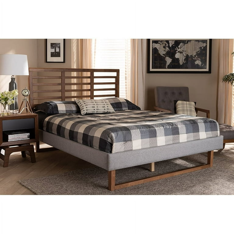Baxton Studio Luciana Modern and Contemporary Light Grey Fabric Upholstered and Ash Walnut Brown Finished Wood King Size Platform Bed Baxton Studio Luciana Modern and Contemporary Light Grey Fabric Upholstered and Ash Walnut Brown Finished Wood King Size Platform Bed
