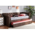 thumbnail image 1 of Baxton Studio Mabelle Brown Faux Leather Upholstered Daybed with Trundle, 1 of 10