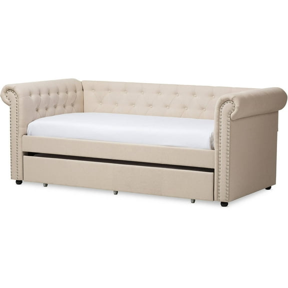 Baxton Studio Mabelle Modern and Contemporary Beige Fabric Trundle Daybed