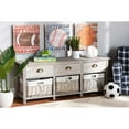 thumbnail image 1 of Baxton Studio Mabyn Modern and Contemporary Light Grey Finished Wood 3-Drawer Storage Bench with Baskets, 1 of 7