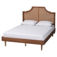 thumbnail image 1 of Baxton Studio Macaria Mid-Century Modern Ash Walnut Woven Rattan King Size Bed, 1 of 6