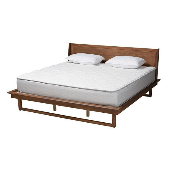 Baxton Studio Macayle Ash Walnut Finished Wood Queen Size Platform Bed
