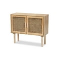 thumbnail image 1 of Baxton Studio Maclean Mid-Century Modern Rattan and Natural Brown Finished Wood 2-Door Sideboard Buffet,Wholesale, 1 of 7