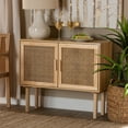 thumbnail image 1 of Baxton Studio Maclean Mid-Century Modern Rattan and Natural Brown Finished Wood 2-Door Sideboard Buffet, 1 of 11