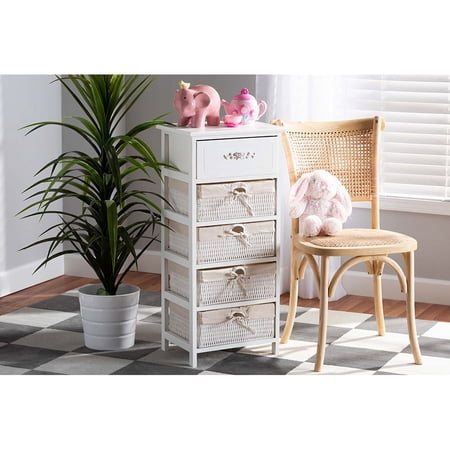 Baxton Studio Madelia Modern and Contemporary White Finished Wood and 1-Drawer Storage Unit