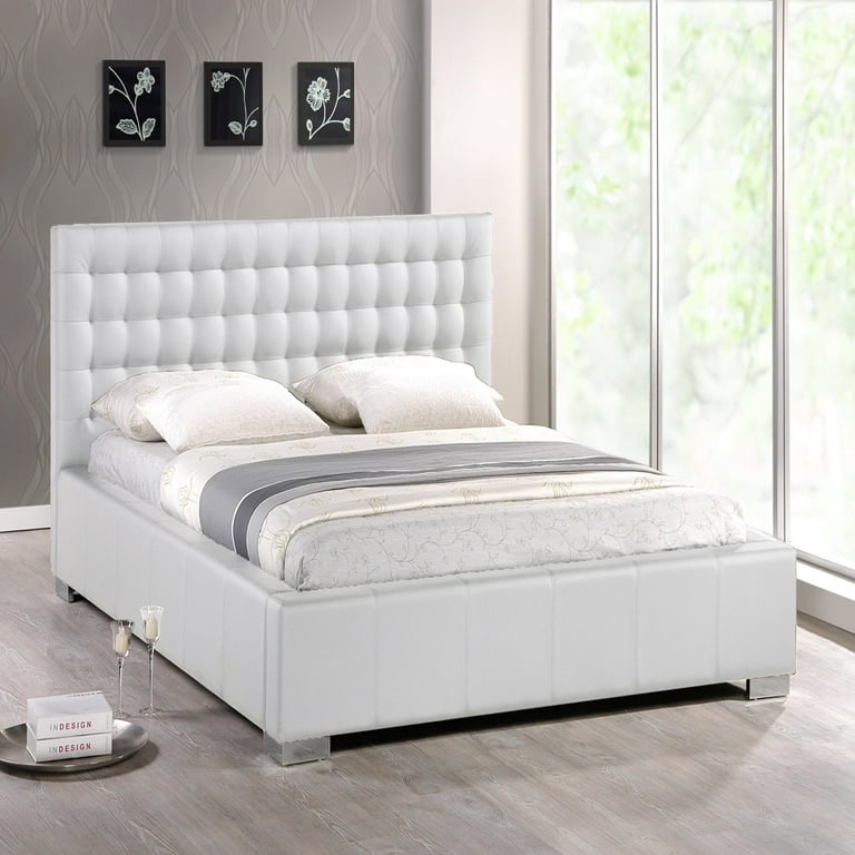 Baxton studio madison modern bed with upholstered headboard deals
