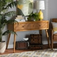 thumbnail image 1 of Baxton Studio Mae Mid-Century Modern Natural Brown Finished Wood 2-Drawer Console Table, 1 of 9