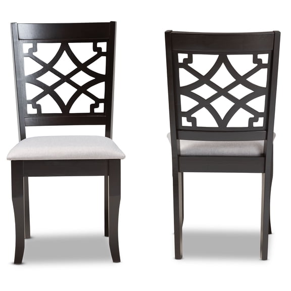 Baxton Studio Mael Modern and Contemporary Grey Fabric Upholstered and Dark Brown Finished Wood 2-Piece Dining Chair Set