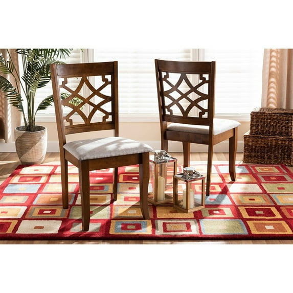 Baxton Studio Mael Modern and Contemporary Grey Fabric Upholstered and Walnut Brown Finished Wood 2-Piece Dining Chair