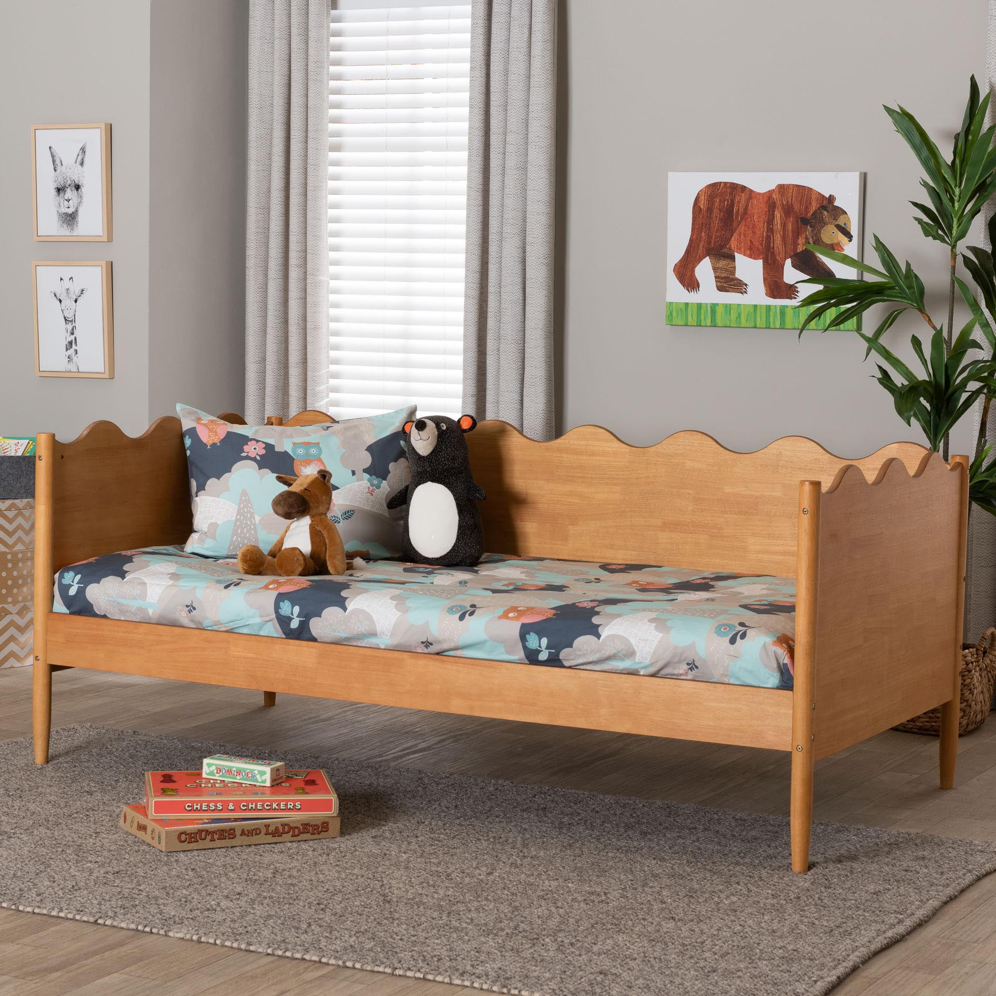 Baxton Studio Malaya Modern Daybed, Full, Oak Brown