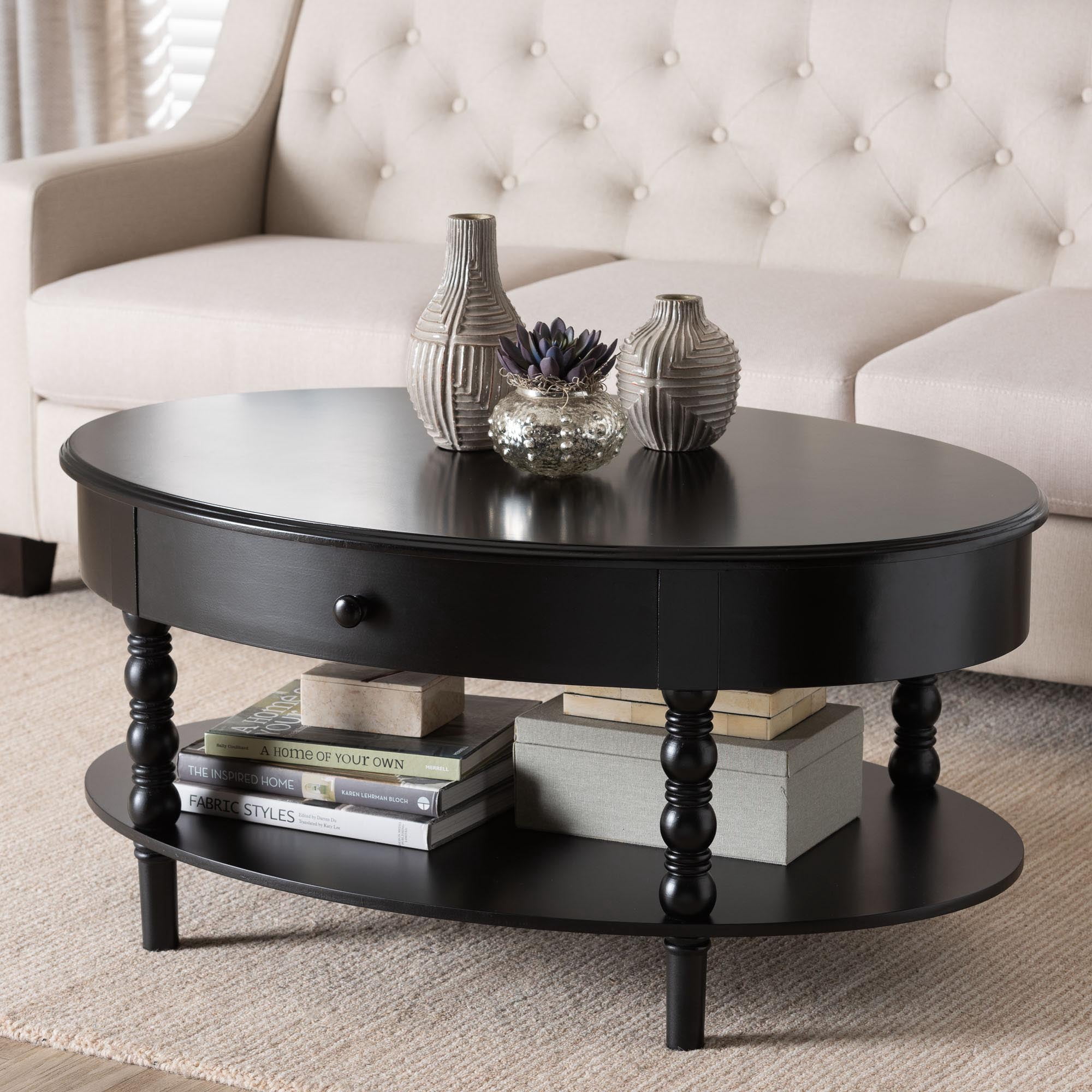 Baxton Studio Malinda Classic Coffee Table, 1-Drawer, Black