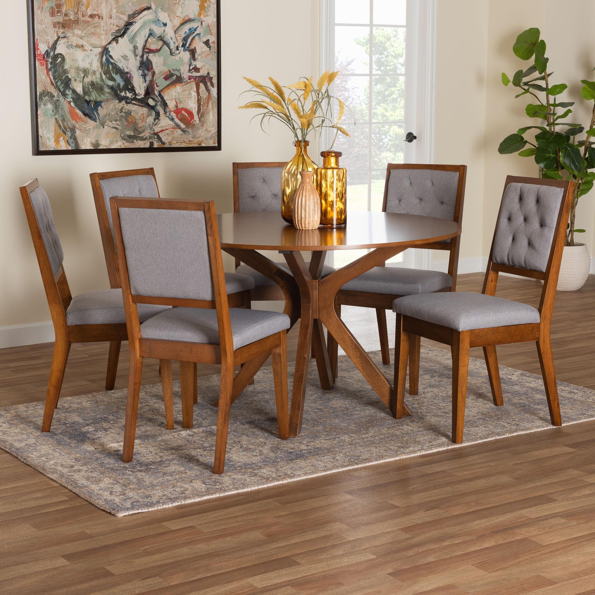 Baxton Studio Mana Modern Dining Set, 7-Piece, Grey