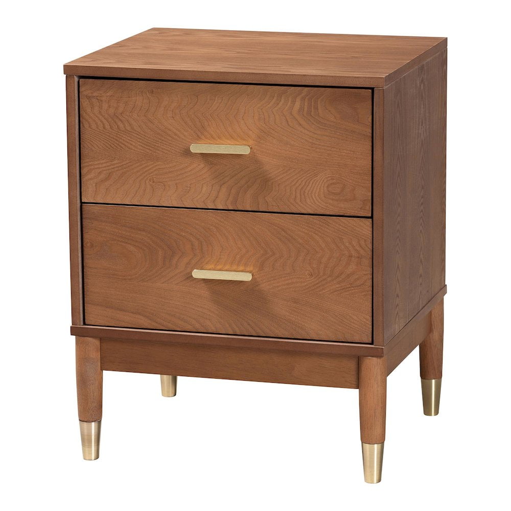Baxton Studio Mandolin Mid-Century Ash Walnut Wood 2-Drawer Nightstand - Walmart.com