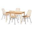 thumbnail image 1 of Baxton Studio Manhattan Modern Bohemian Rattan and Natural Oak Finished Wood 5-Piece Dining Set, 1 of 7